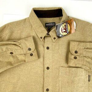 NEW Woolrich Long Sleeve Shirt Men's XL 100% Heavy Cotton Flannel Camel Jacket